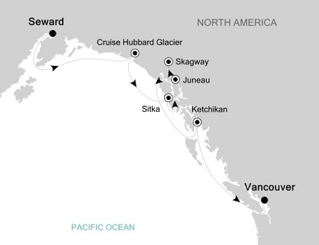 Deluxe Honeymoon Cruises Silversea Silver Shadow July 14-21 2026 Seward, Alaska to Vancouver