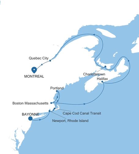 Silver Shadow Canada & New England Featuring Quebec City voyage SS270924011 itinerary map