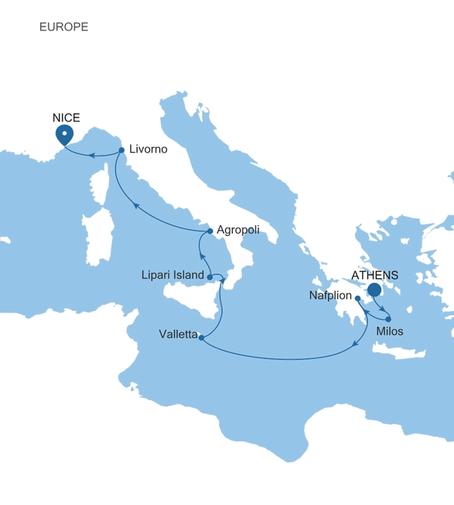 Silver Shadow Greece & Italy Featuring Tuscany voyage SS280506010 itinerary map