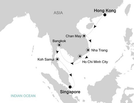 Deluxe Honeymoon Cruises Silversea Silver Shadow October 20-31 2026 Hong Kong to Singapore