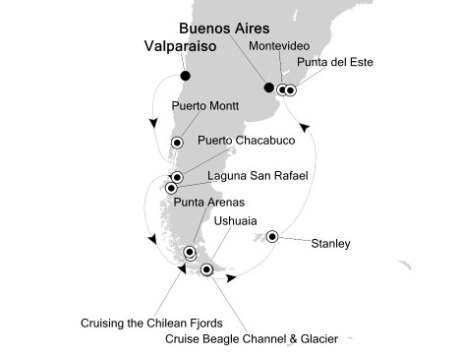 Luxury Cruises Just Silversea Silver Spirit February 3-20 2027 Valparaso, Chile to Buenos Aires, Argentina