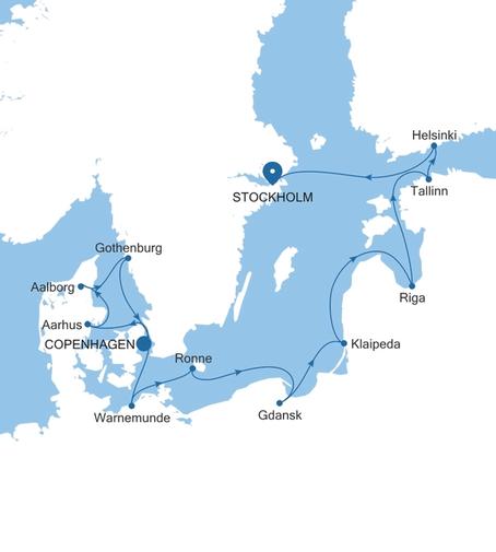 Silver Spirit The Baltic Featuring Denmark & Germany voyage SL270605013 itinerary map
