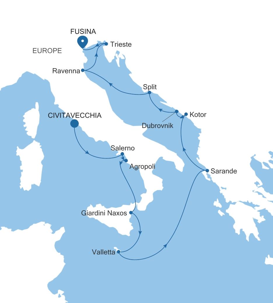 Silver Spirit Italy & Croatia Featuring Dubrovnik voyage SL270915012 itinerary map