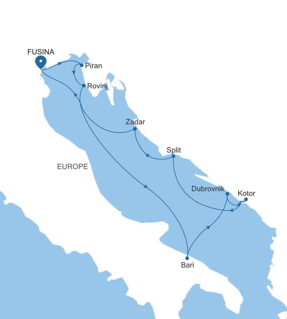 Silver Spirit Croatia & Italy Featuring Puglia voyage SL270927009 itinerary map