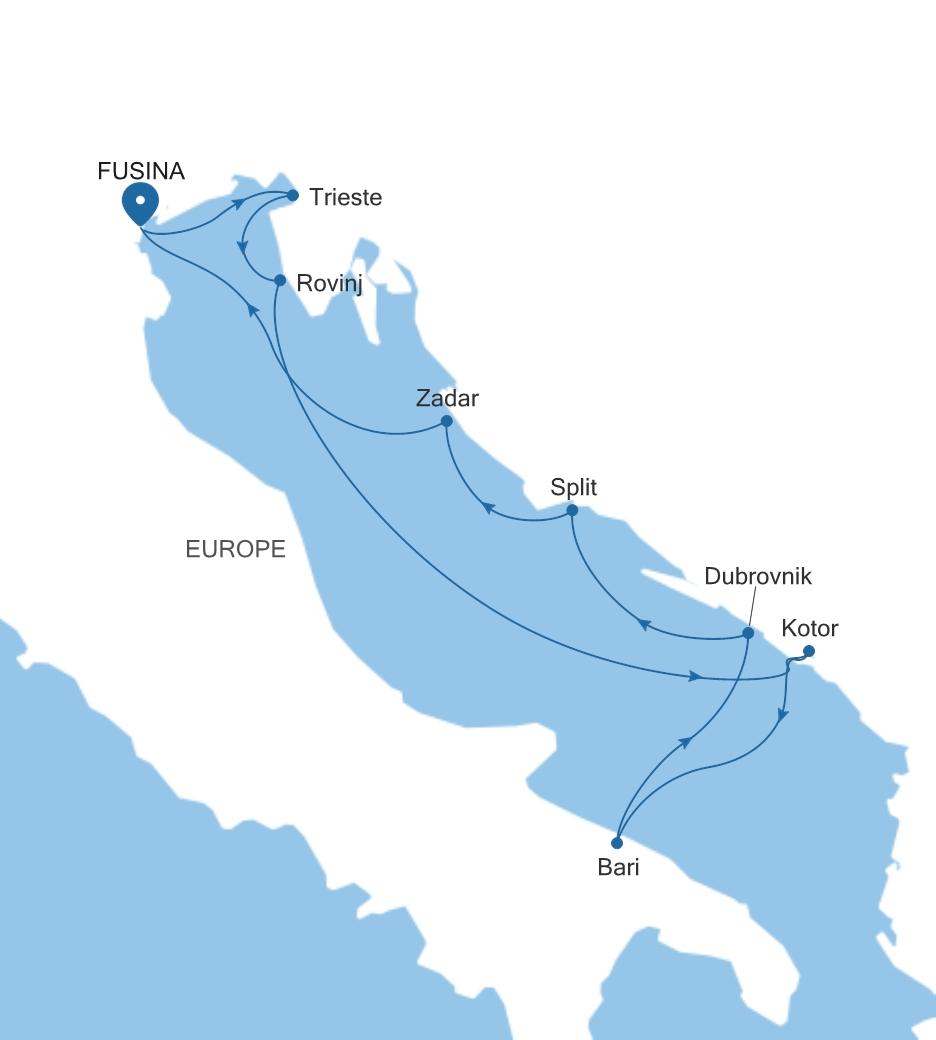 Silver Spirit Croatia & Italy Featuring Puglia voyage SL271102009 itinerary map