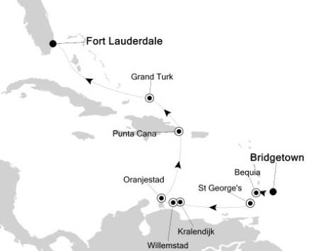 Silversea Cruise Silversea Silver Spirit March 10-20 2027 Bridgetown, Barbados to Fort Lauderdale, FL, United States
