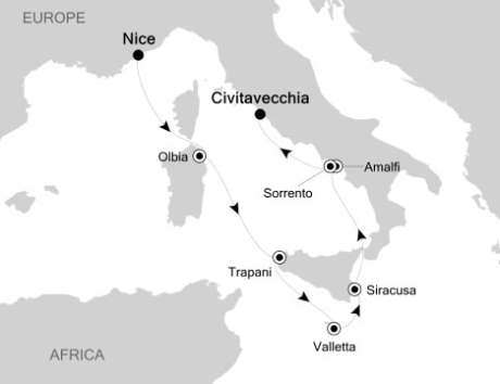 Deluxe Honeymoon Cruises Silversea Silver Spirit May 6-13 2024 Nice, France to Civitavecchia, Italy