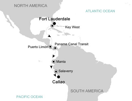 Luxury Cruises Just Silversea Silver Whisper January 5-16 2026 Fort Lauderdale, Florida, USA to Callao, Peru