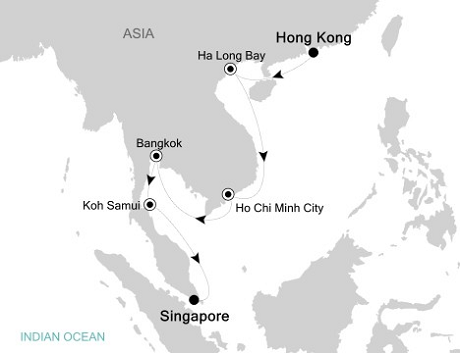 Cruise Single-Solo Balconies and Suites Silversea Silver Whisper March 7-21 2025 Hong Kong, China to Singapore, Singapore