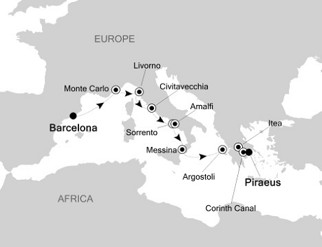 Cruise Single-Solo Balconies and Suites Silversea Silver Wind April 13-23 2025 Barcelona to Piraeus, Athens