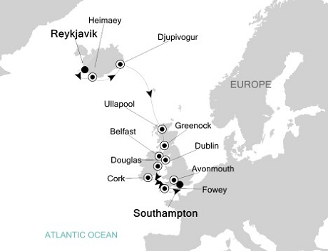 Deluxe Honeymoon Cruises Silversea Silver Wind August 17-29 2026 Reykjavik to Southampton