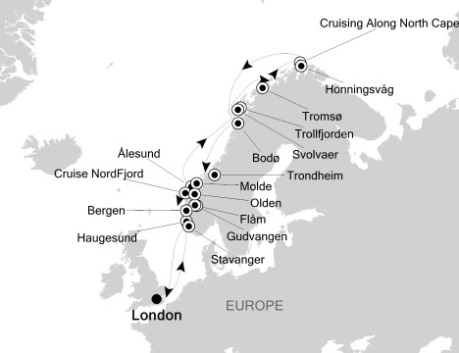 Deluxe Honeymoon Cruises Silversea Silver Wind July 14-31 2024 London, United Kingdom to London, United Kingdom