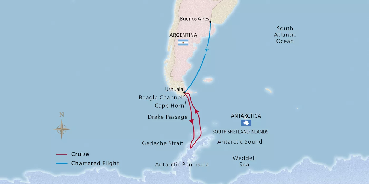 Viking Octantis Antarctic Explorer December 10–22, 2027 voyage XOC271211T official itinerary map