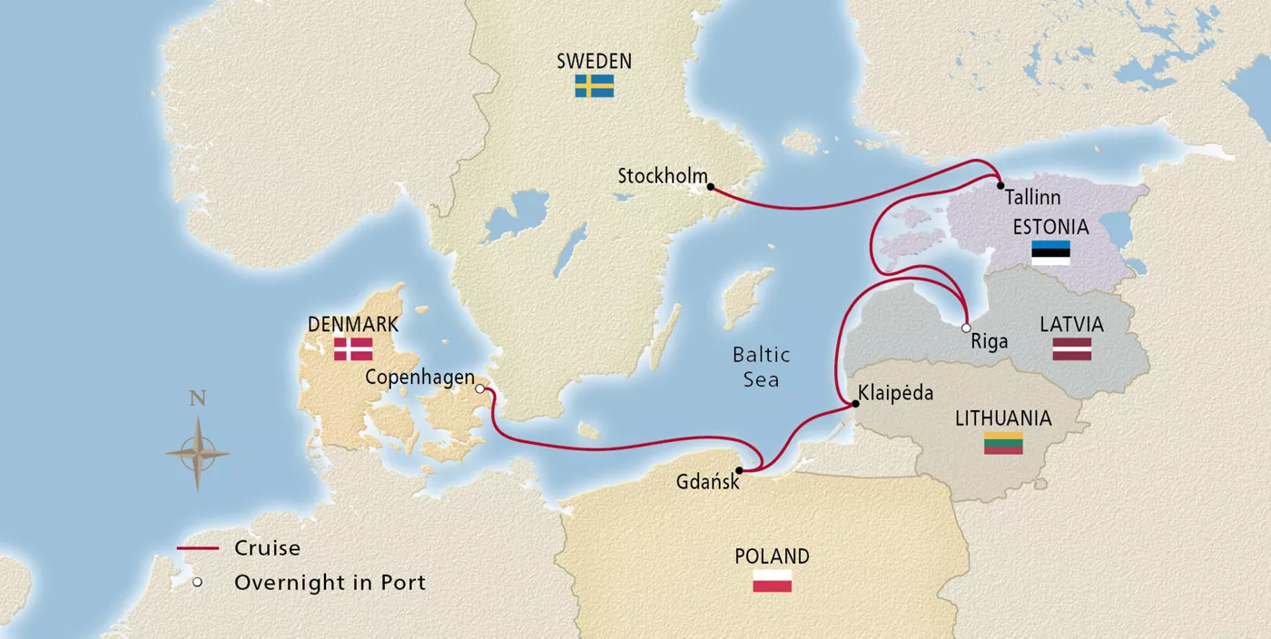 Viking Saturn NEW! Baltic Discovery August 17–24, 2028 voyage OSA280817 official itinerary map
