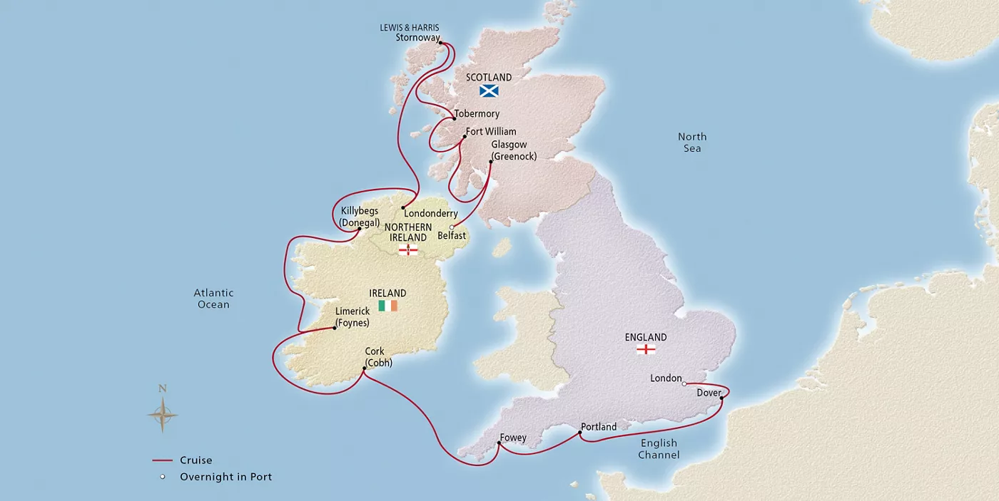 Viking Libra NEW! British Isles & Ireland July 6–20, 2029 voyage OLI290706 official itinerary map