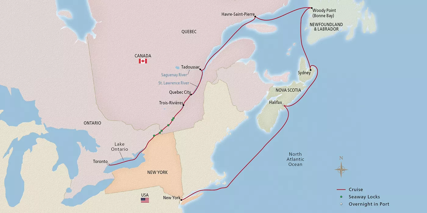 Viking Polaris Canadian Discovery October 13–25, 2026 voyage XPO261013 official itinerary map