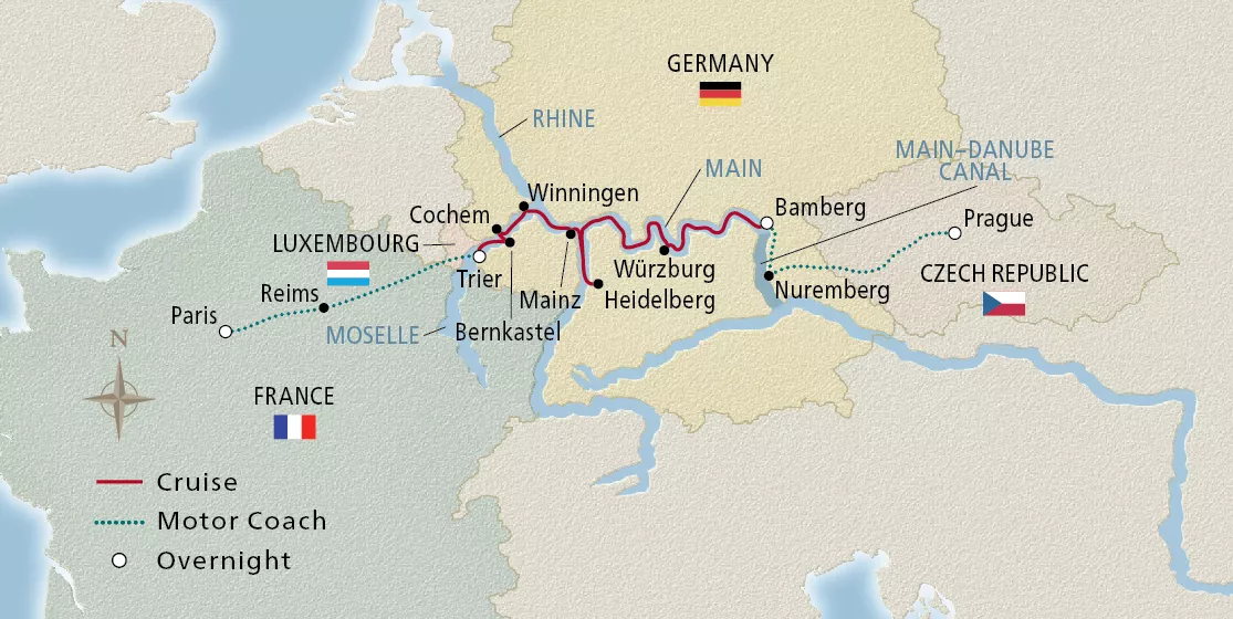 Viking Idi Christmas on the Main & Moselle December 15–26, 2027 voyage IDI271217T official itinerary map