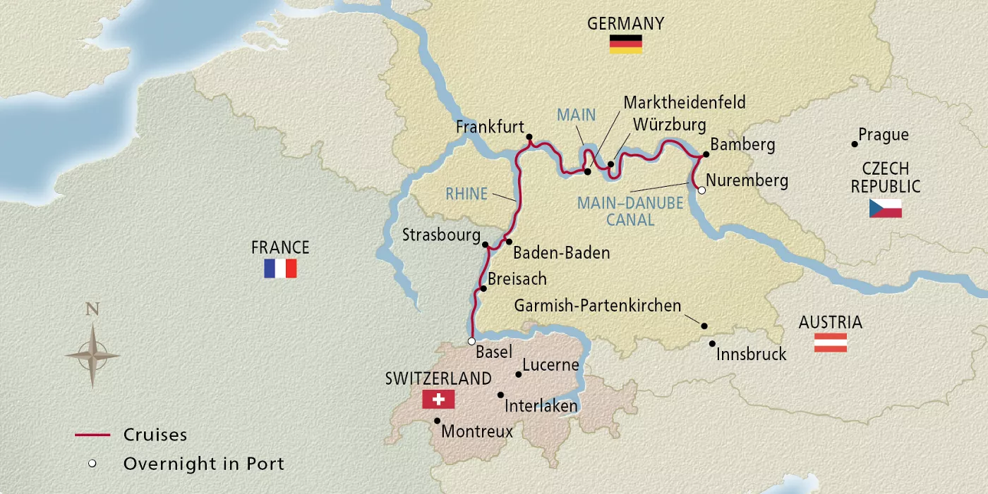 Viking Skirnir Christmas on the Rhine & Main December 10–20, 2027 voyage SKR271210 official itinerary map