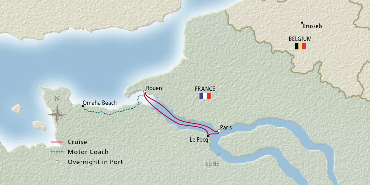 Viking Radgrid NEW! Christmastime in Paris & Normandy December 15–22, 2026 voyage RGD261215 official itinerary map