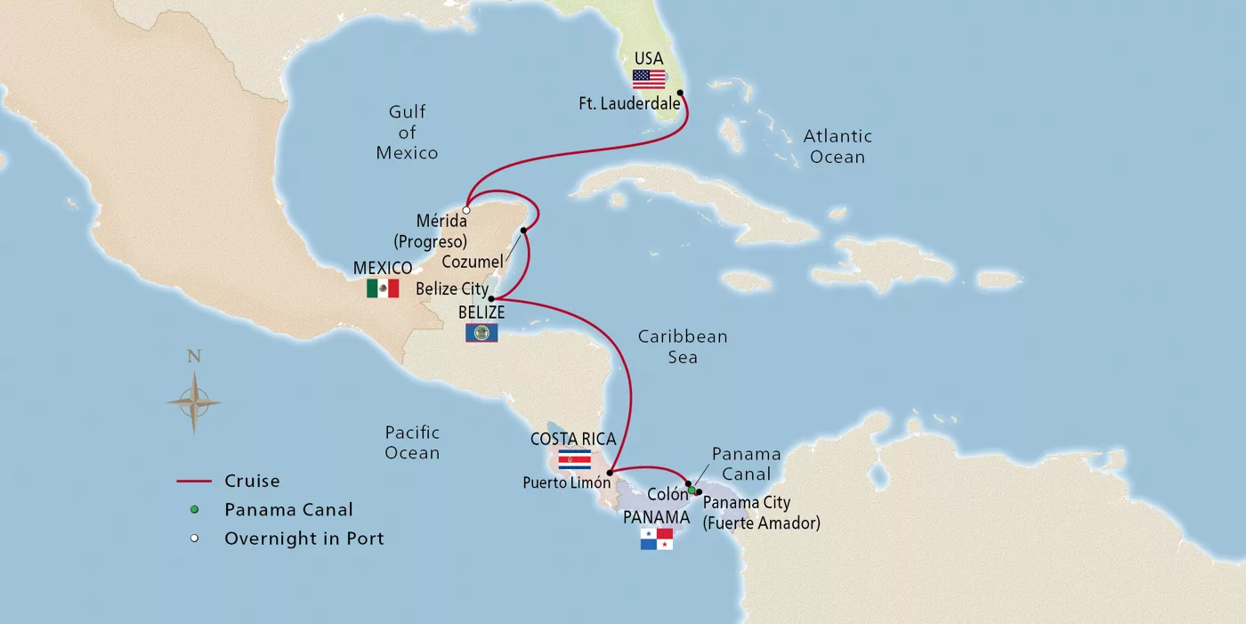 Viking Mars Classic Panama Canal Passage November 4–14, 2028 voyage OMA281104 official itinerary map