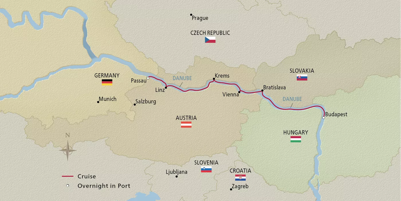 Viking Rota Danube Christmas Delights December 11–18, 2027 voyage ROT271211 official itinerary map