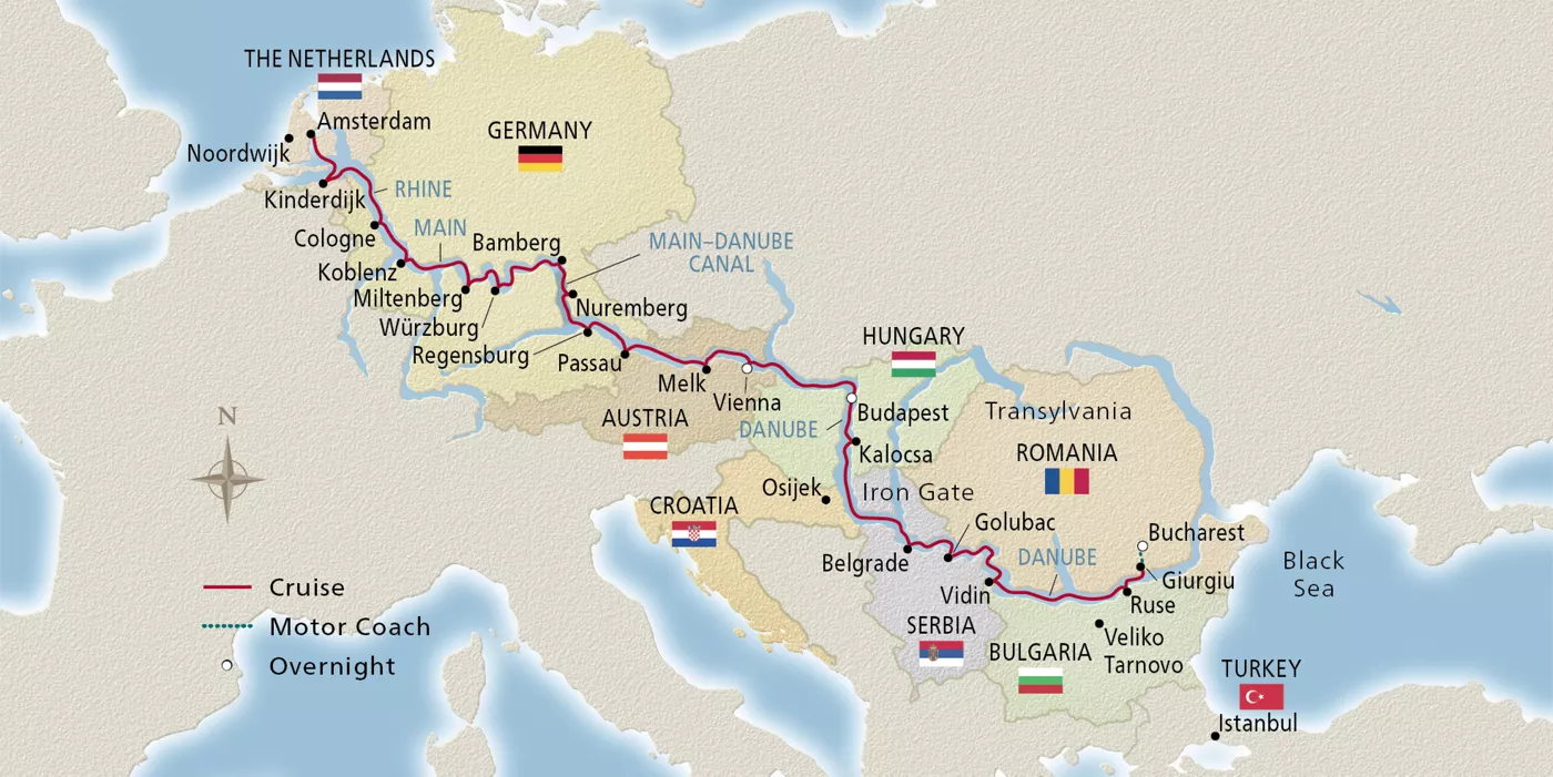 Viking Vidar European Sojourn September 8–30, 2027 voyage VDR270908A official itinerary map