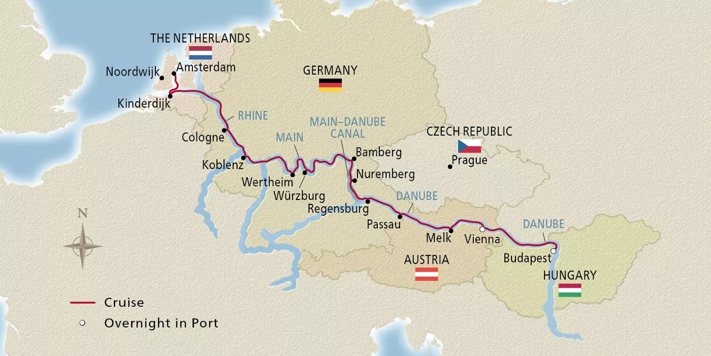 Viking Egdir Grand European Tour August 19–September 2, 2026 voyage EGD260819 official itinerary map