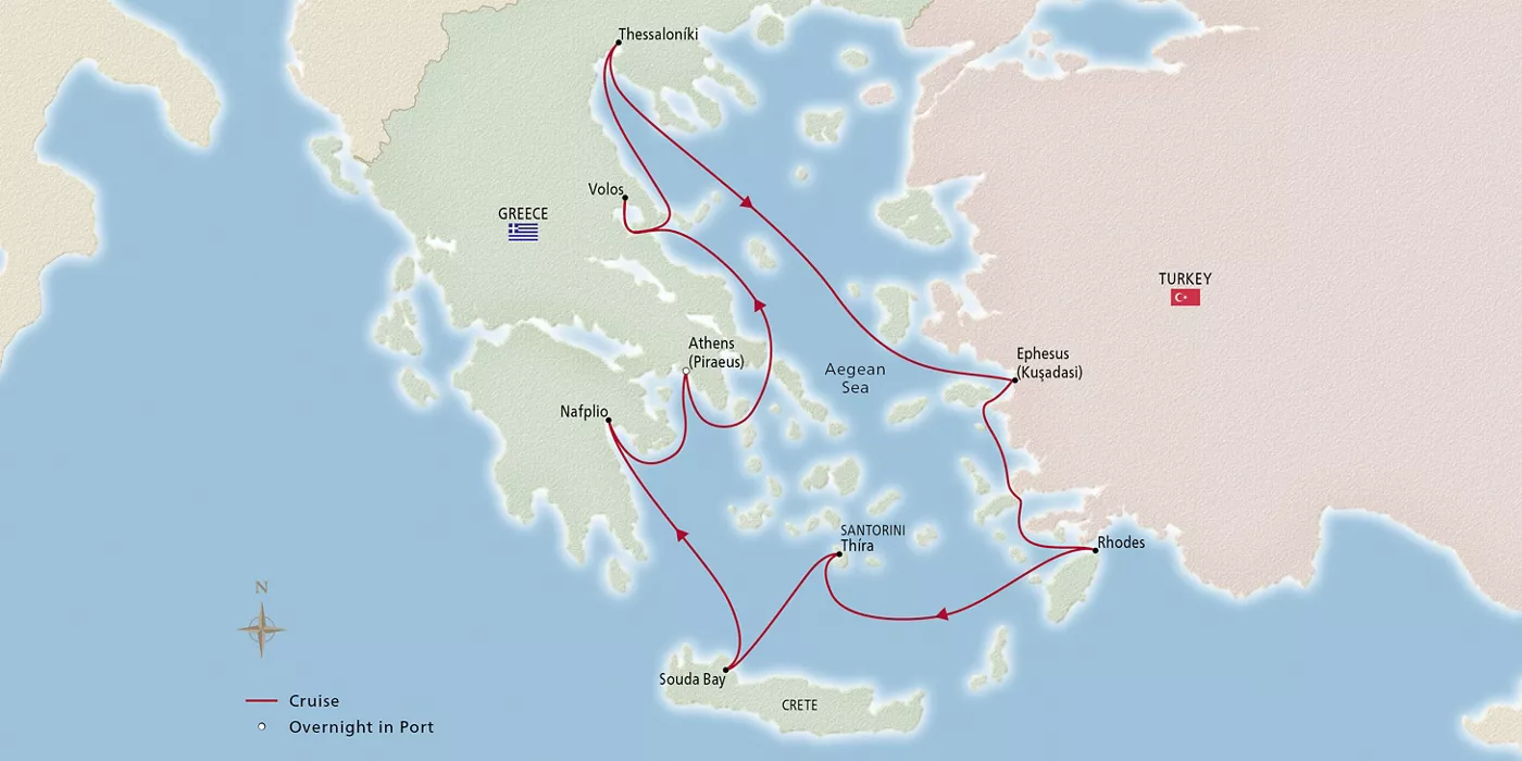 Viking Vega Greek Odyssey January 31–February 10, 2029 voyage OVG290131 official itinerary map