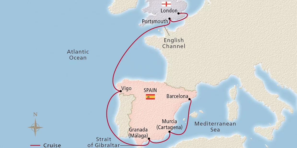 Viking Saturn Iberian Explorer January 11–18, 2029 voyage OSA290111 official itinerary map