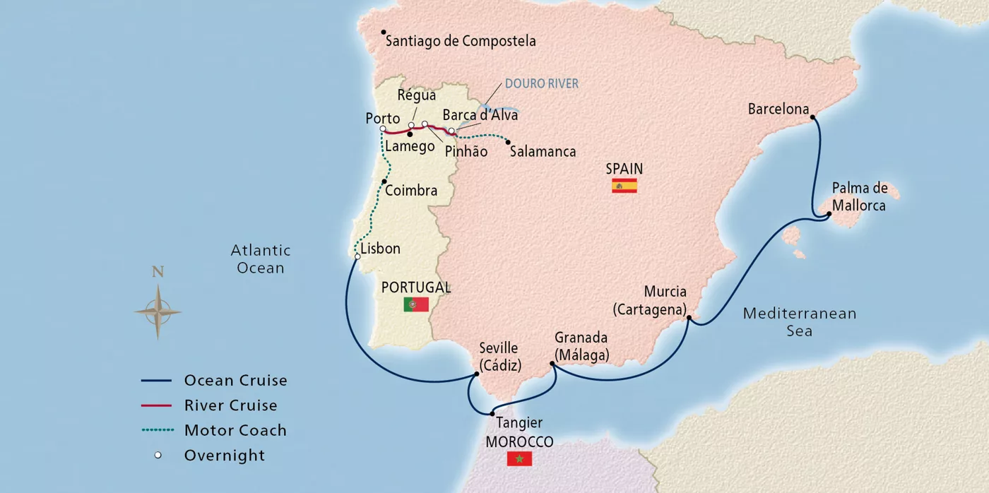 Viking Jupiter NEW! Iberian Odyssey May 26–June 11, 2027 voyage OJU270526X official itinerary map