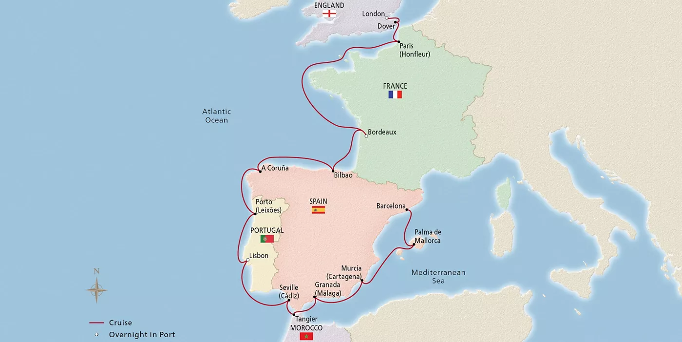 Viking Lyra NEW! Iconic Western Europe June 14–July 2, 2028 voyage OLY280614A official itinerary map