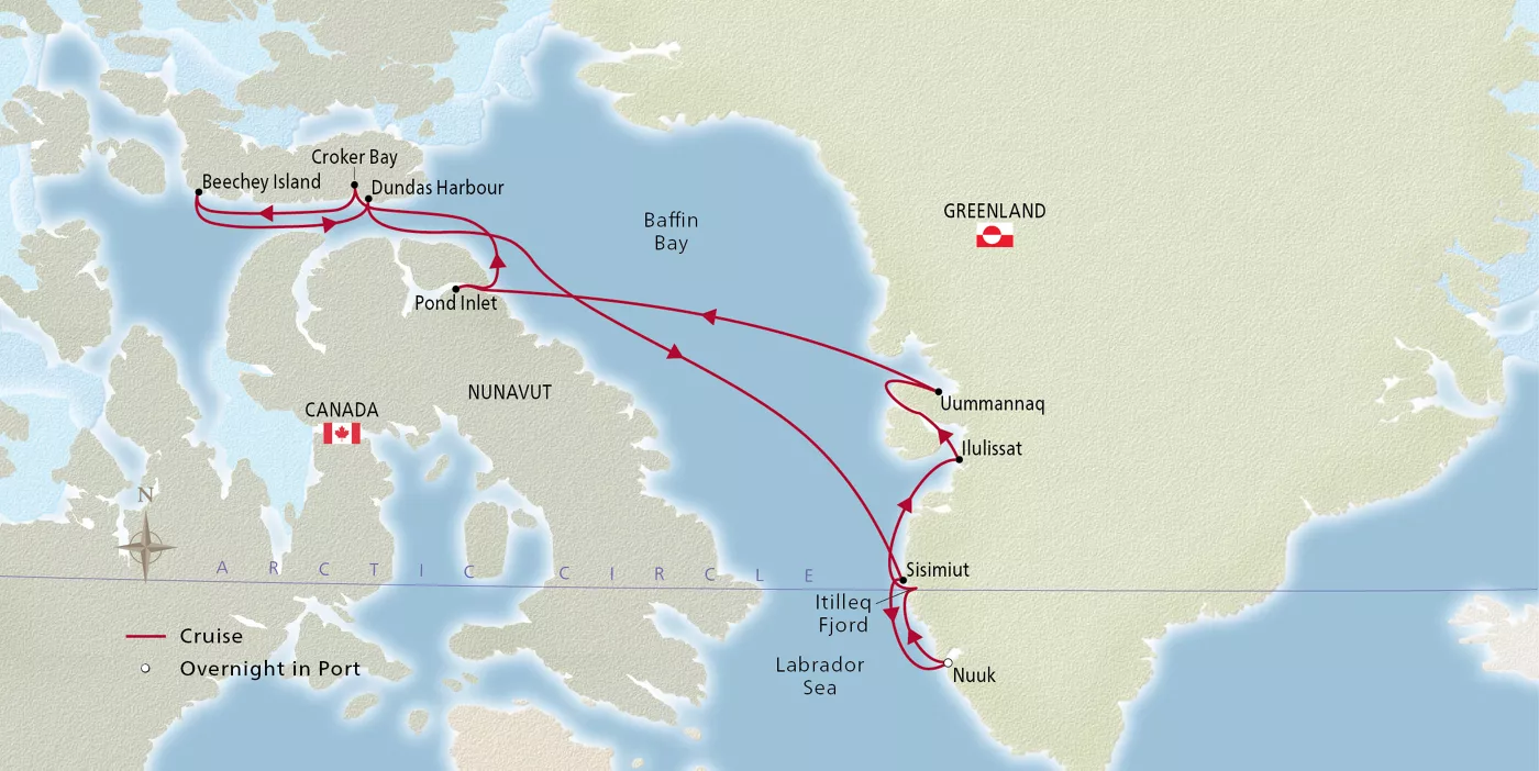 Viking Polaris Into the Northwest Passage September 5–17, 2026 voyage XPO260905 official itinerary map