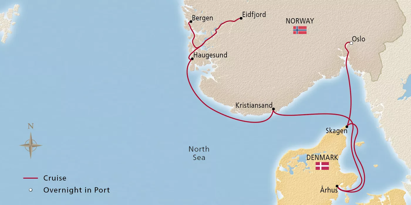 Viking Vela NEW! Nordic Wonders May 5–12, 2029 voyage OVL290505 official itinerary map