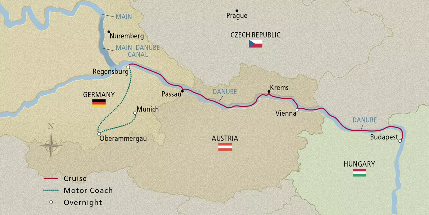 Viking Alruna NEW! Oberammergau, The Passion Play September 9–20, 2030 voyage ALR300909T official itinerary map