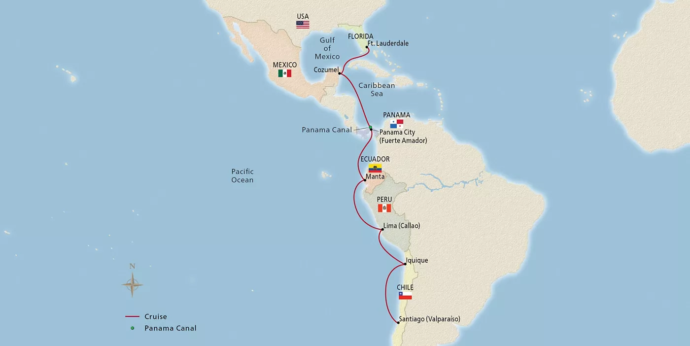 Viking Octantis Panama & Scenic South America November 6–23, 2026 voyage XOC261106 official itinerary map
