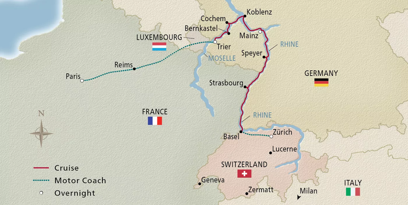 Viking Annar Paris to the Swiss Alps August 30–September 10, 2027 voyage ANR270901T official itinerary map