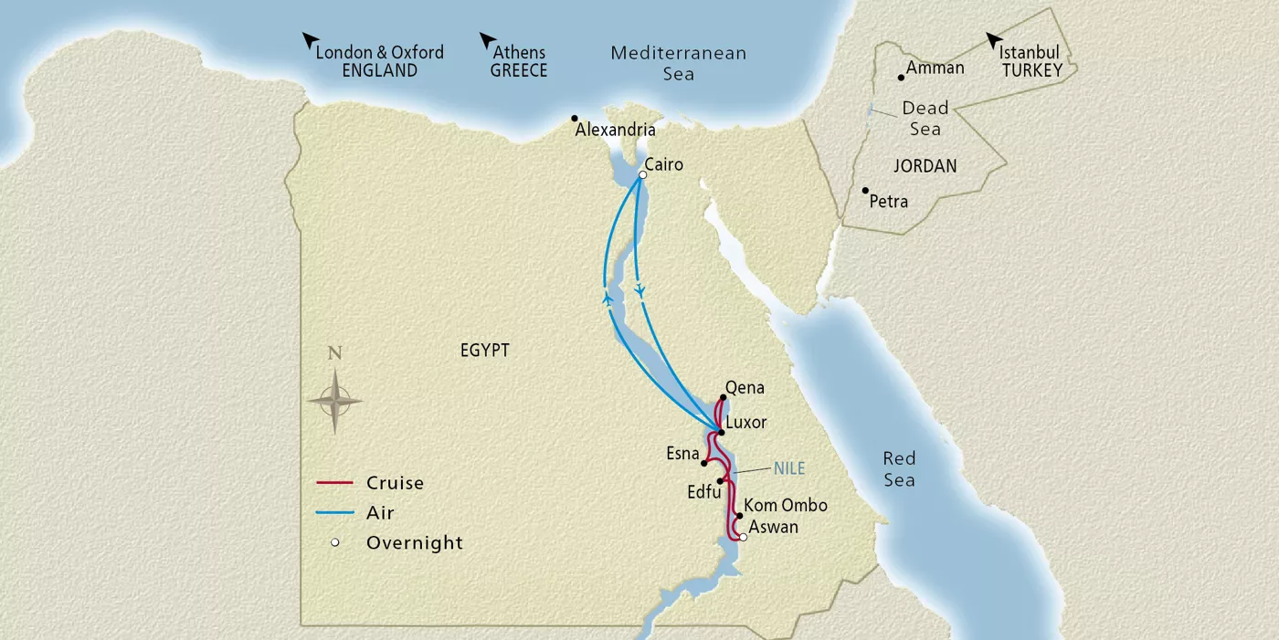 Viking Aton Pharaohs & Pyramids December 27, 2026–January 7, 2027 voyage ATN261230T official itinerary map