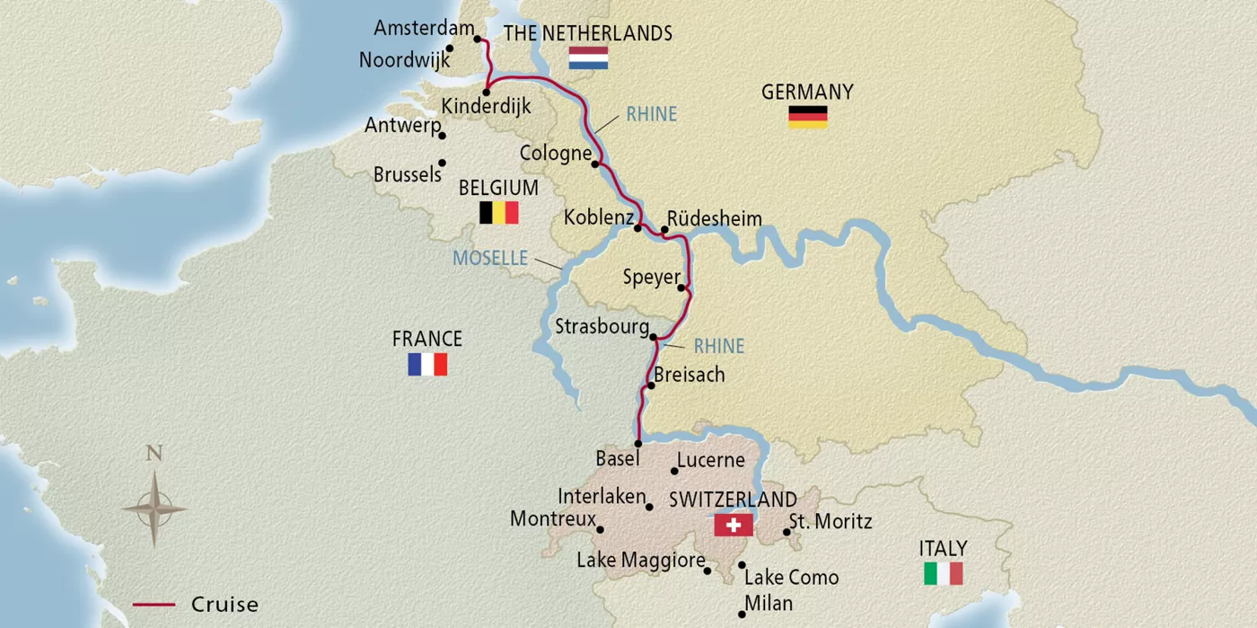 Viking Einar Rhine Getaway August 12–19, 2026 voyage ENR260812 official itinerary map
