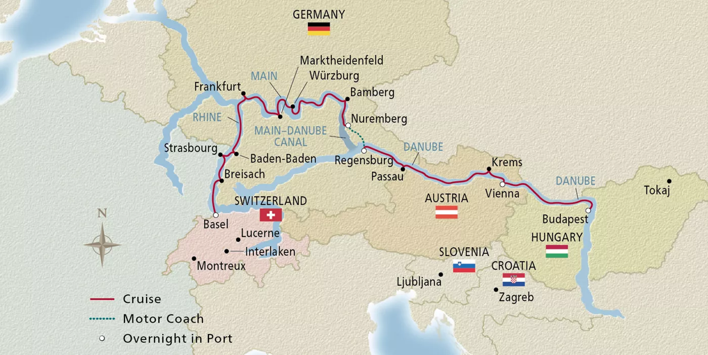 Viking Skirnir NEW! Rhine, Main & Danube Odyssey May 4–21, 2027 voyage SKR270504X official itinerary map