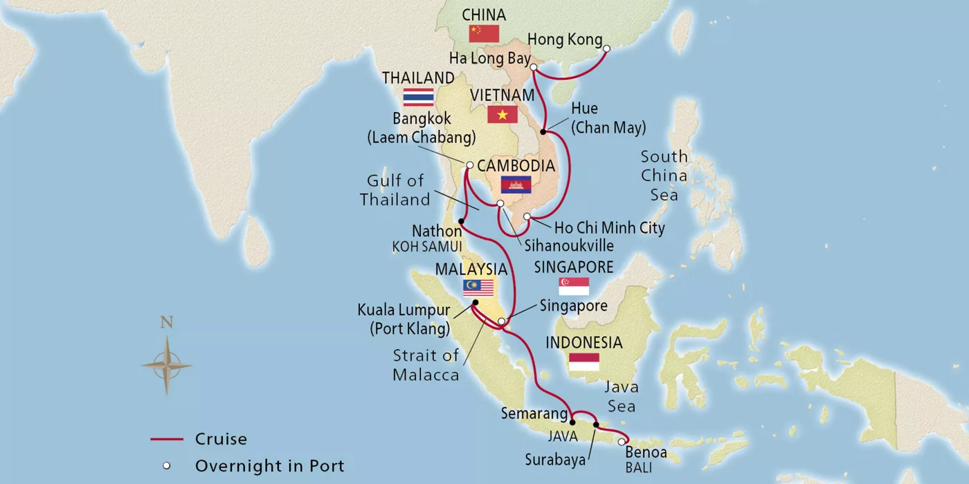 Viking Orion Southeast Asia March 16–April 11, 2029 voyage OOR290316A official itinerary map