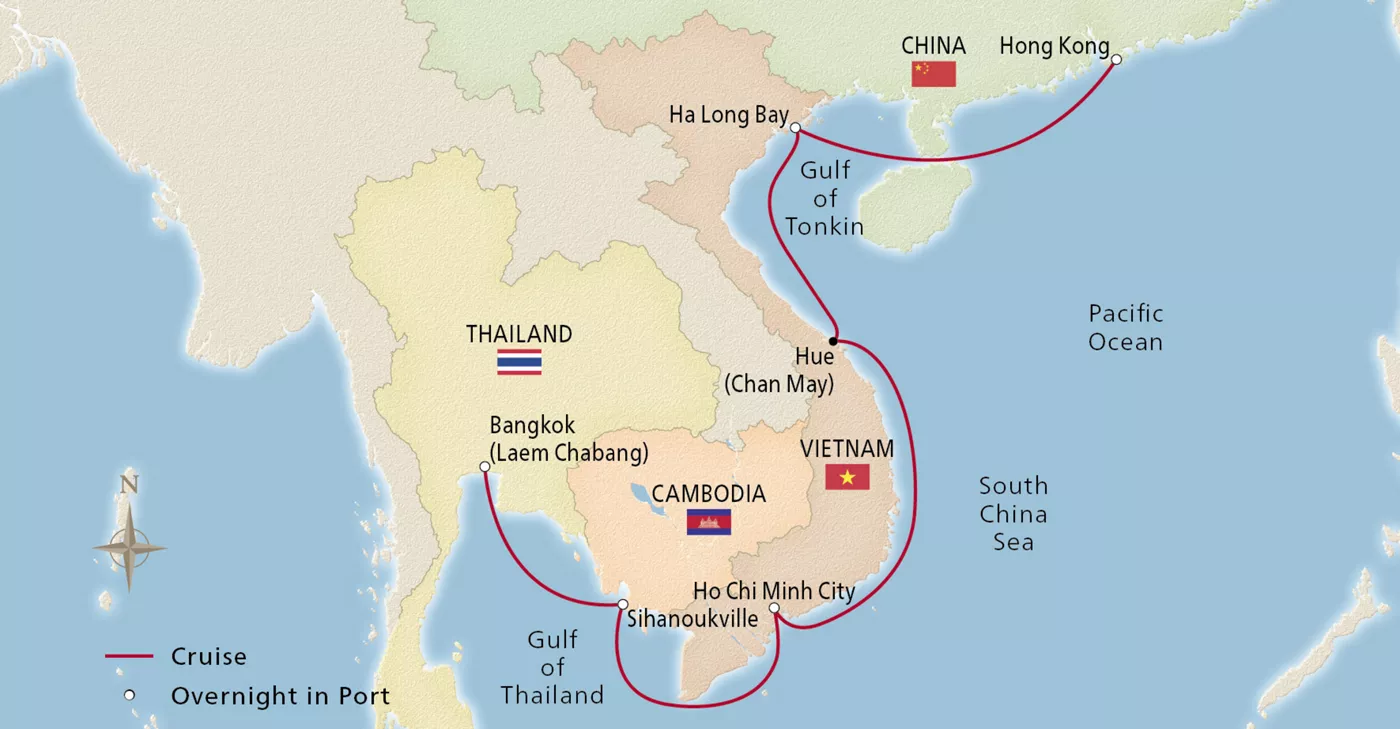 Viking Orion Southeast Asia & Hong Kong April 22–May 6, 2028 voyage OOR280422 official itinerary map