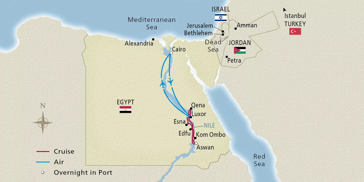 Viking Amun NEW! Total Eclipse on the Nile July 26–August 6, 2027 voyage AMN270729T official itinerary map