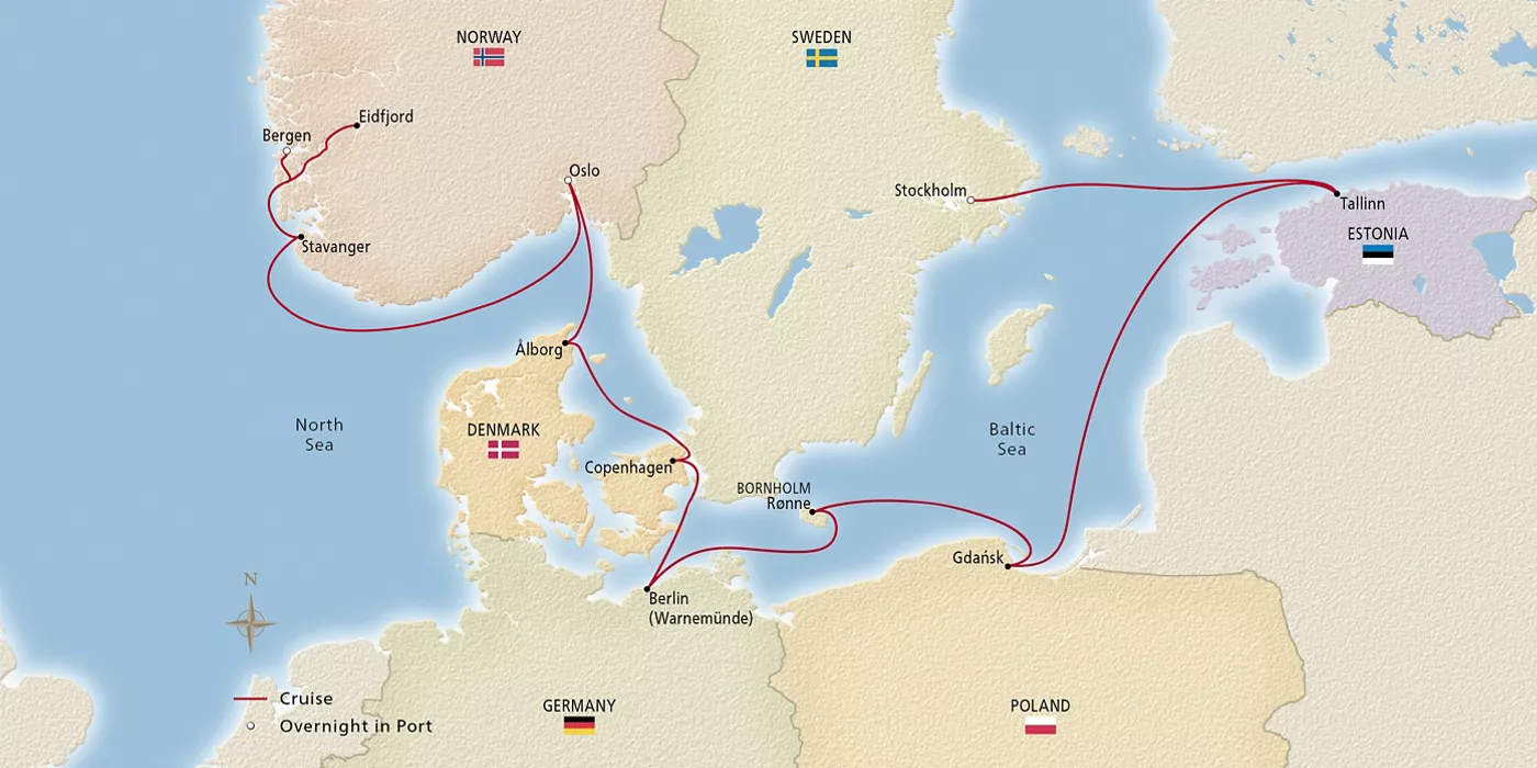 Viking Saturn Viking Homelands June 9–23, 2029 voyage OSA290609 official itinerary map
