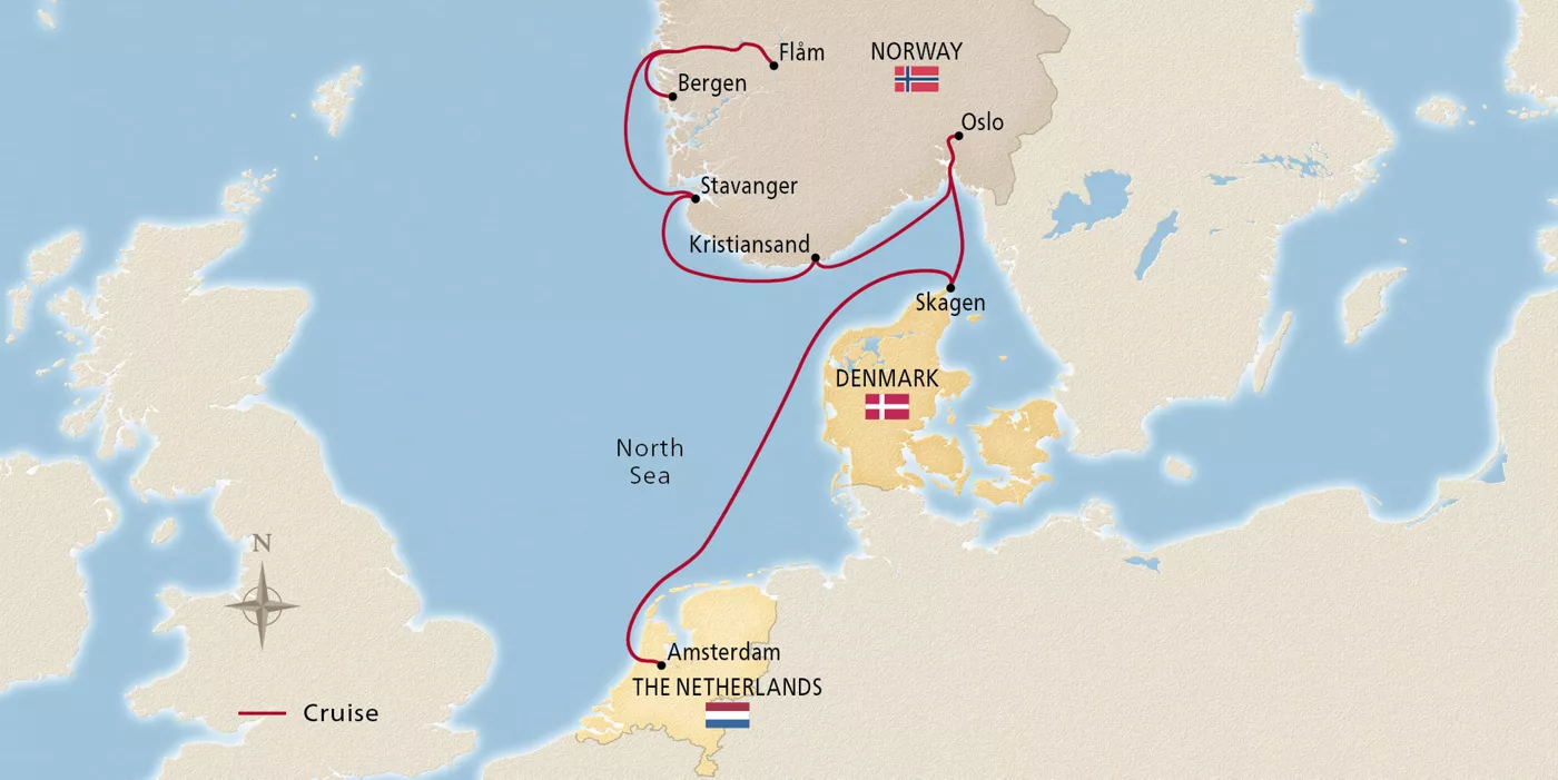 Viking Vela Viking Shores & Fjords June 4–11, 2027 voyage OVL270604 official itinerary map