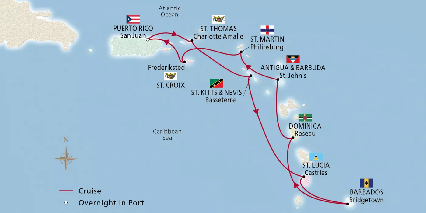 Viking Sea West Indies Explorer December 5–15, 2026 voyage OSE261205 official itinerary map