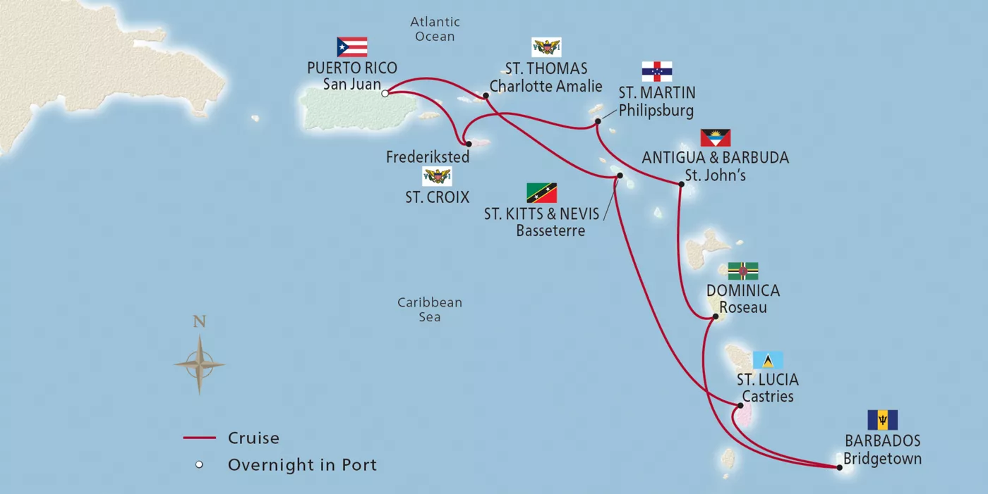 Viking Sea West Indies Explorer January 19–29, 2029 voyage OSE290119 official itinerary map