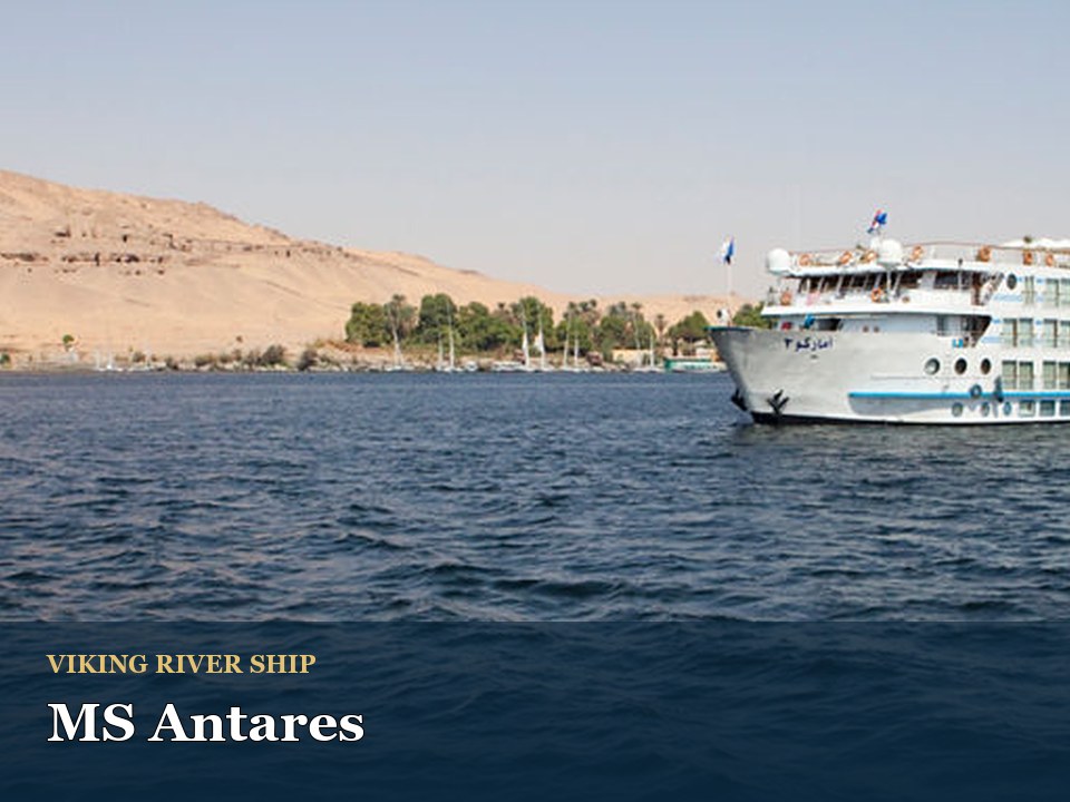 MS Antares cruise ship — Cruise ship on Nile River near desert