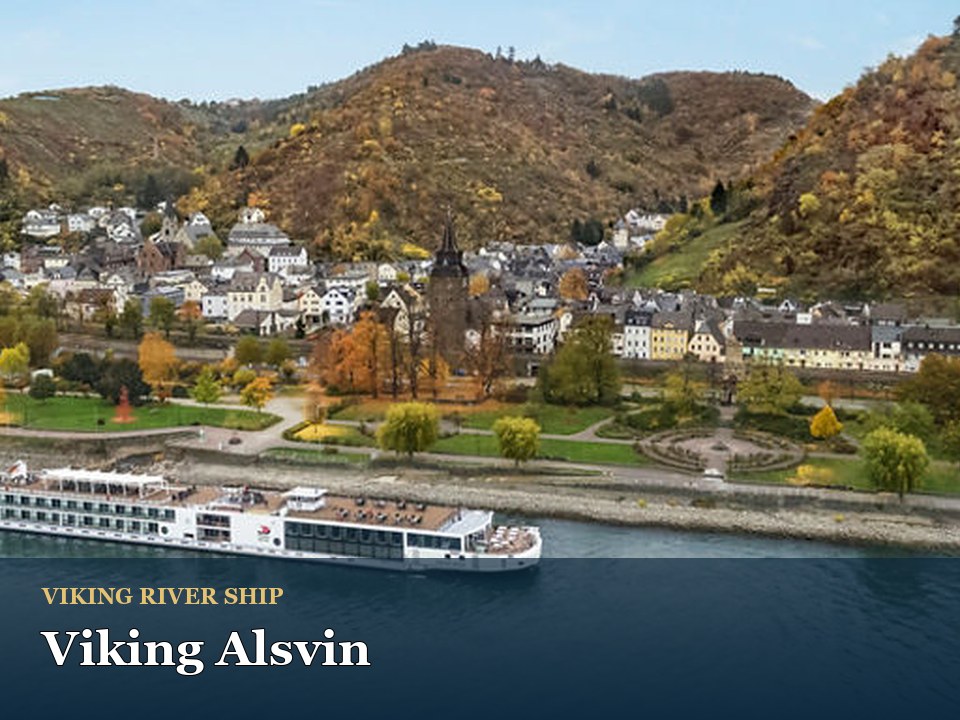 Viking Alsvin cruise ship — Scenic river cruise near hillside castle