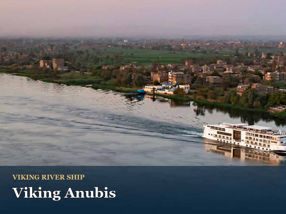 Viking Anubis cruise ship — River cruise ship on serene Nile at sunset