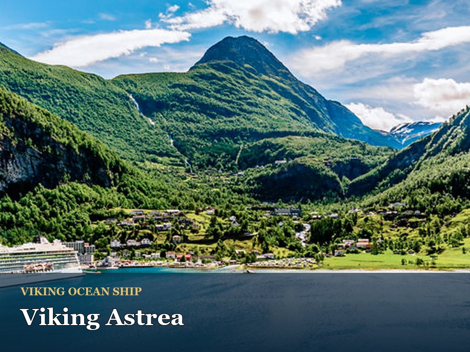 Viking Astrea cruise ship — Cruise ship in scenic Norwegian fjord